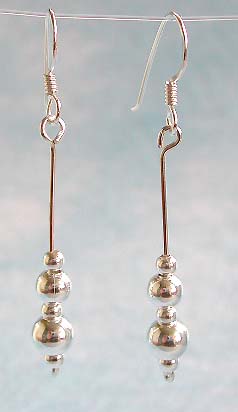 Wholesale listing, hook earring sterling silver in multi beaded dtrip dangle design