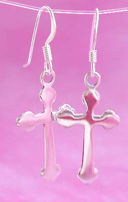 Cross jewelry earring trend, Vintage cross sterling silver hook earring