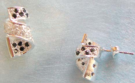 Wholesale crystal earring, swirl shape starling silver stud earring with multi mini cz 