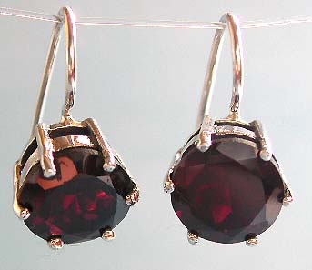 2005 trendy jewelry wholesale, rounded red garnet stone inalid sterling silver hook earring