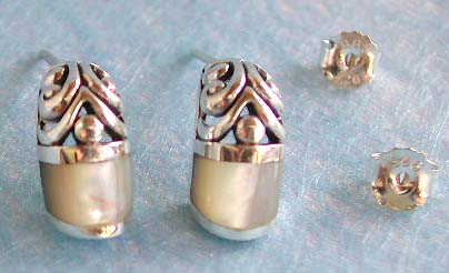 Fine seashell jewelry wholesale sterling silver stud earring with white seashell