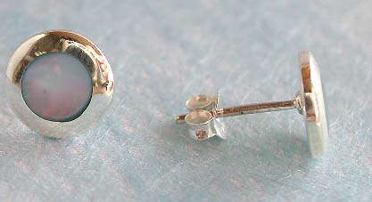 Seashell jewelry online wholesale sterling silver stud earring with round blue mother of seashell