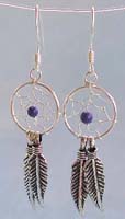 Earring fashion catalog, beaded spider web sterling silver earring with doblue leaf dangle