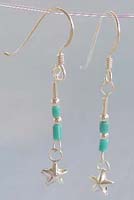 Hot jewelry wholesale, beaded sterling silver hook earring with star dangle