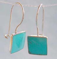 Wholesale hook earring, sterling silver with blue turquoise stone