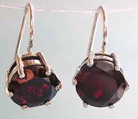 2005 trendy jewelry wholesale, rounded red garnet stone inalid sterling silver hook earring