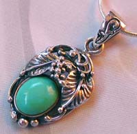 Wholesale jewelry finding wholesale sterling silver leaf holding turquoise pendant