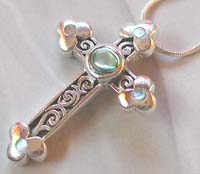 Fashion sterling jewelry wholesale sterling silver cross with paue shell