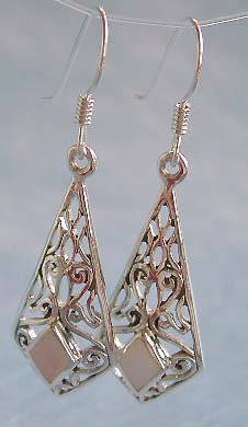Wholesale floral earring, mini white mother of pearl seashell sterling silver earring 