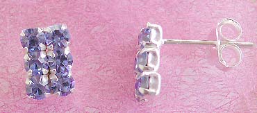 Wholesale costume jewelry trend, stud earring sterling silver with six mini light blue cz