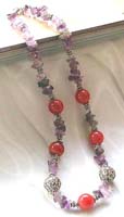 Wholesale gemstone jewelry, genuine amethyst and agate gemstone Bali silver bead necklace handmade in Bali Indonesia