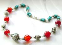 Summer jewelry wholesale bali beads necklace with agate and turquoise chips